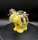 Whimsical Yellow & Brown Ceramic Planter or Pen & Eyeglasses Holder Grumpy Cat — photo 2
