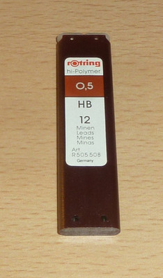 rotring Druckbleistift-Minen 0,5 HB, hi-Polymer, 12 Minen, Art. R505508