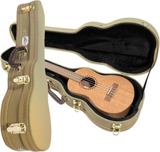 Wooden Tenor Ukulele Case with Exterior Lock and Key, Interior Accessory Compart