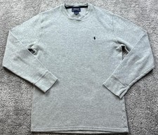 Polo Ralph Lauren Sweater Mens Large Gray Thermal Waffle Knit Long Sleeve