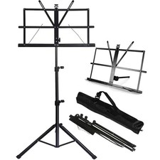 1 Pack Music Stand 2 in 1 Dual-Use Folding Sheet Music Stand Lightweigh...