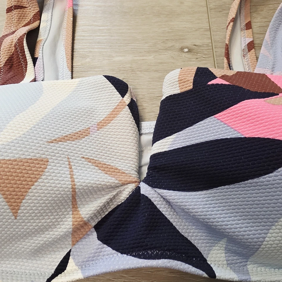 Womens Aerie Tropical Floral Blue Pink Brown XL Bikini Swim Top - Image 2 of 4