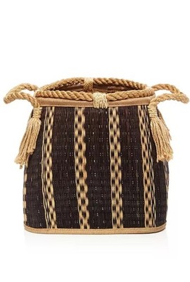 Bloomingdale s Brittanica Sparrow X Wren Hand-woven Seagrass Basket Black & Tan