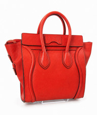 Celine Mini Luggage Tote Vermillion Red Leath...