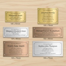 Memorial Plaque, Bench Plate, Engraved Sign, Brass Silver or Copper Effect