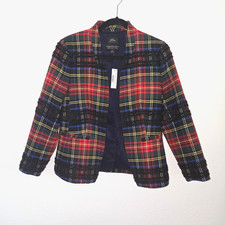 NEW J. CREW Stewart Tartan Plaid Lurex 'Going Out' Blazer Sz 6 Italian AE992