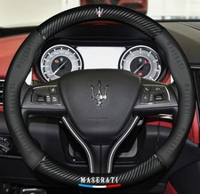 15"PU Leather+Carbon Fiber Steering Wheel Cover X1For 1946-2025 Maserati AllCars