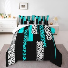Leopard Zebra Comforter Set Size Kids Cheetah Teal White Black King Multi 35