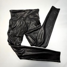 SPANX Faux Leather Leggings Black High Rise Stretch Womens Large