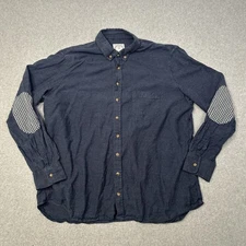 Kirrin Finch Shirt 20 blue The Morrison Flannel Button Elbow Patch Long Sleeve