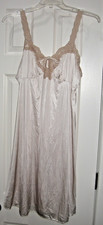 Vintage Vanity Fair Beige Lace Lingerie Sz 38  Nylon Slip Nightgown Negligee