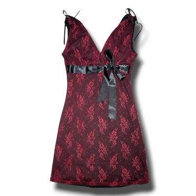 Vintage 90s Y2K Black & Red Floral Lace Mini Dress Tie Shoulders Sz L Alt Goth | eBay Vintage 90s Y2K Black & Red Floral Lace Mini Dress Tie Shoulders Sz L Alt Goth | eBay