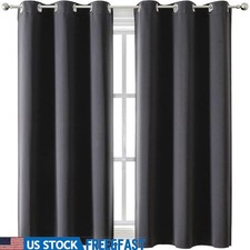 Grommet Blackout Curtains for Bedroom Living Room 2 Panels Set Thermal Insulated