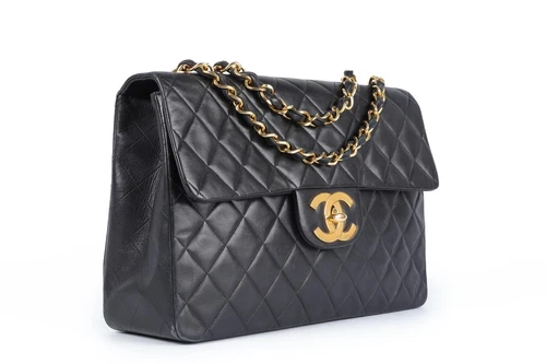 CHANEL BLACK VINTAGE CLASSIC SINGLE FLAP JUMBO XL QUILTED LEATHER SHOULDER BAG - Picture 4 of 12