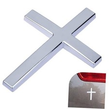 Metal Cross Decals for Cars, 2.5" 1.8" Christian Car Emblem Badge Silver