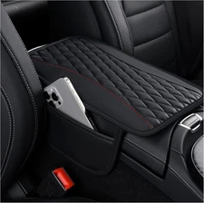 Patchwork Leather Center Console Covers for Cars,Upgraded Arm Rest Black 