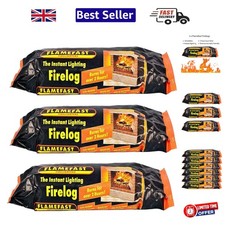 3 Smokeless Instant Lighting Firelogs ? Eco-Friendly, 2-Hour Burn, Rustic Style