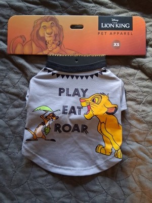Disney The Lion King ''Play Eat Roar'' Dog Graphic Tee Shirt Simba, XS