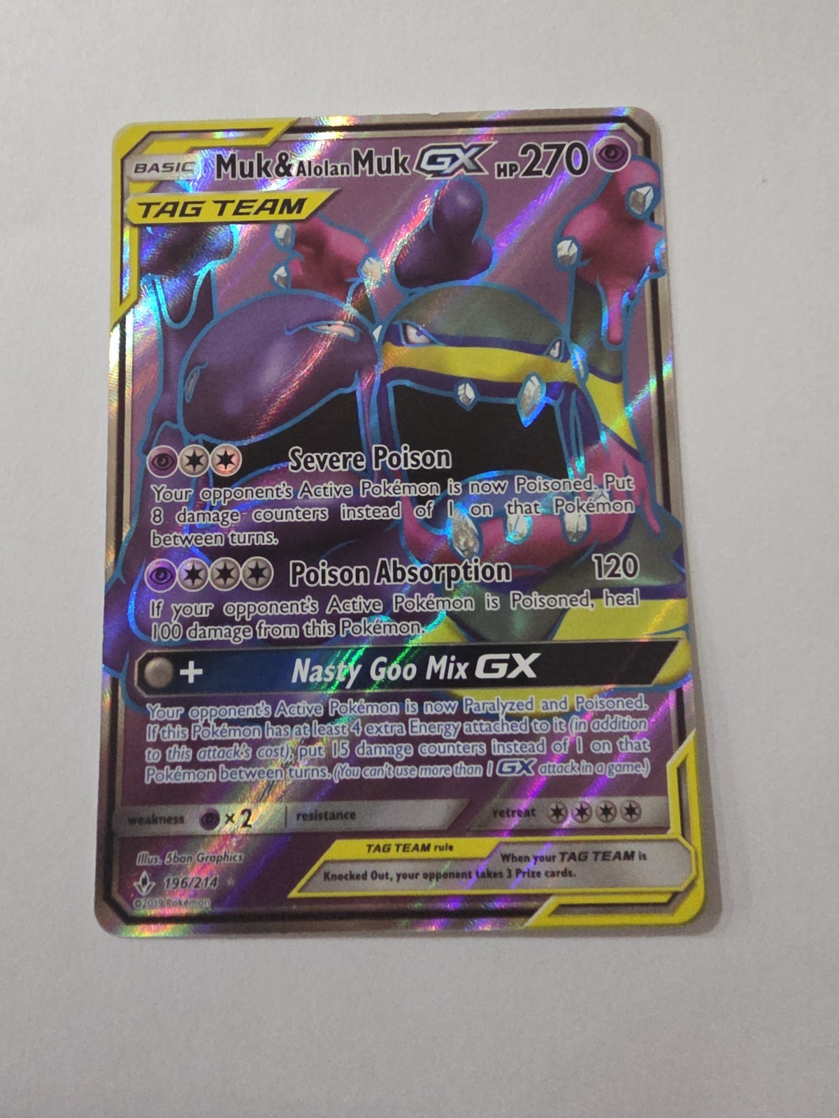 Muk & Alolan Muk GX (Full Art) 196/214 Sm-Unbroken Bonds Holo