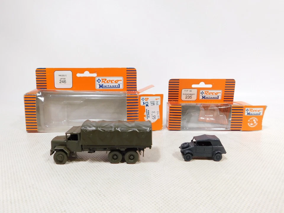 Roco Minitanks 1:87 H0 2x Modello Militare 235 VW 246 Magirus Mint + Box # - Immagine 2 di 4