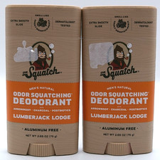 2- Dr. Squatch Odor Squatching Deodorant LumberJack Lodge, Aluminum Free, 2.65Ea
