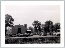 Vtg B&W Snapshot Church And Cars At Toul Afb France 1957