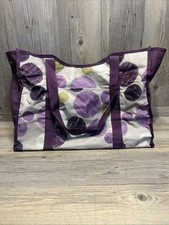 Thirty One Zip-Top Purple Polka Dot Organizing Utility Tote W/ Exterior Pocket