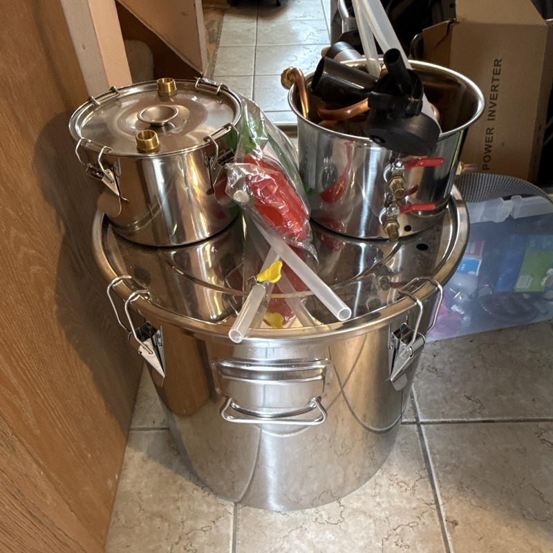Stainless Steel Still Kit w/ Pot, Condenser, Hoses, Lids & Lid Clamps
