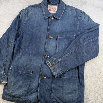 #ad #ad Levis Jacket Mens XL Blue Denim Chore Coat Button Workwear Pockets Barn Utility $41.95