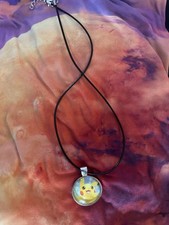 Handmade Pikachu Glass Pendant Necklace Cute Electric Pok mon Anime Jewelry
