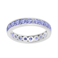 Eternity Band Ring Round Natural Tanzanite Gemstone 925 Sterling Silver Ring