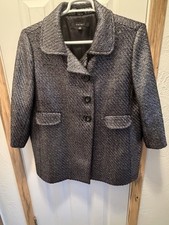 Women’s Nine West XL Black Silver Tweed Peacoat Lined Winter Coat