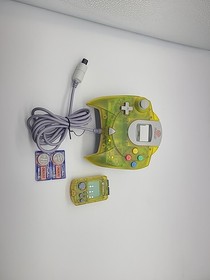 Official Sega Dreamcast Clear Yellow Controller HKT-7700 With VMU New Batteries 