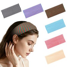 6pcs Striped Headbands Stretchy Wide Headbands Non Slip Thick Hair Wraps Elas...
