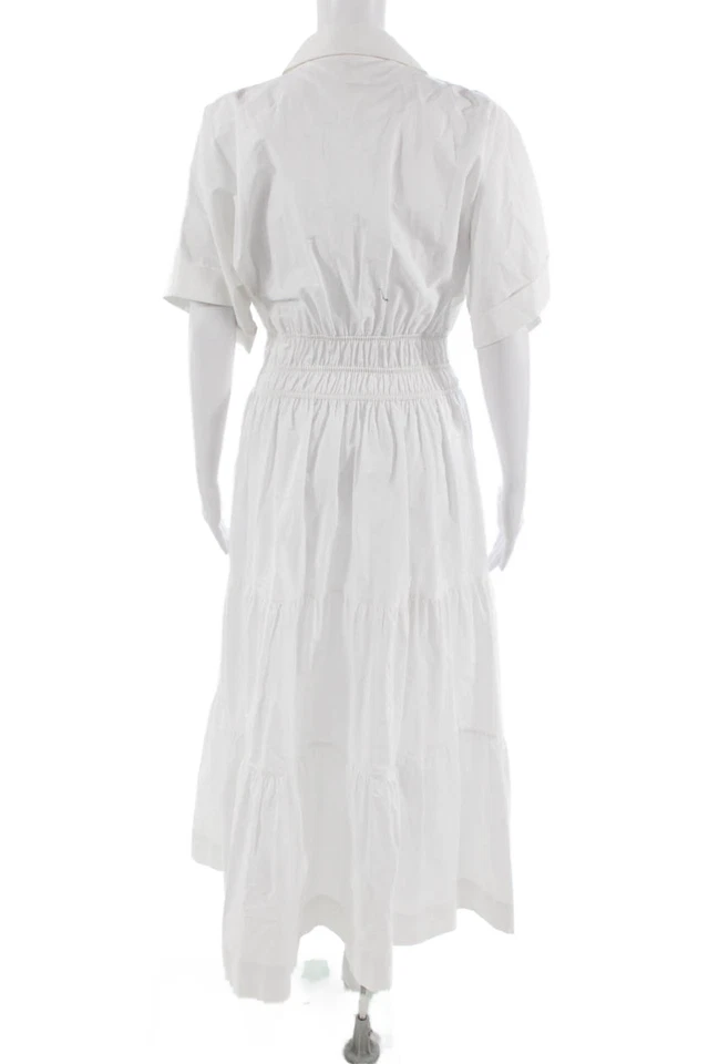 Anthropologie, Women Maxi Shirt Dress White Cotton Short Sleeve Boho Size S - Image 3 of 4