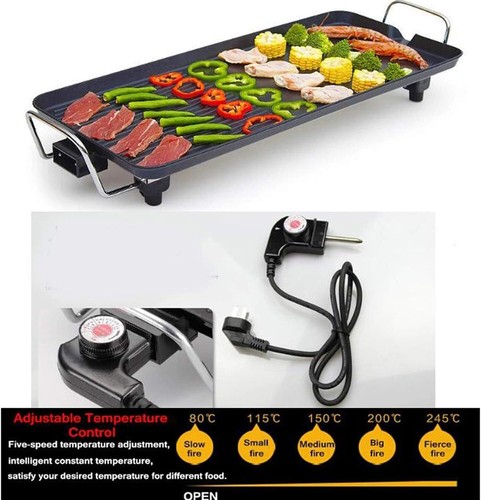 Electric Large Teppanyaki Grill Table Top Smokeless Grill, Portable BBQ Barbecue - Picture 8 of 12