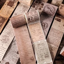 Sheet of Vintage/Retro Letters Tickets Murals Poetry Washi Tape Stickers