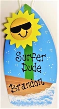 Surfer Dude SURFBOARD SIGN PERSONALIZE Name Pool Kids Beach Decor Summer Plaque