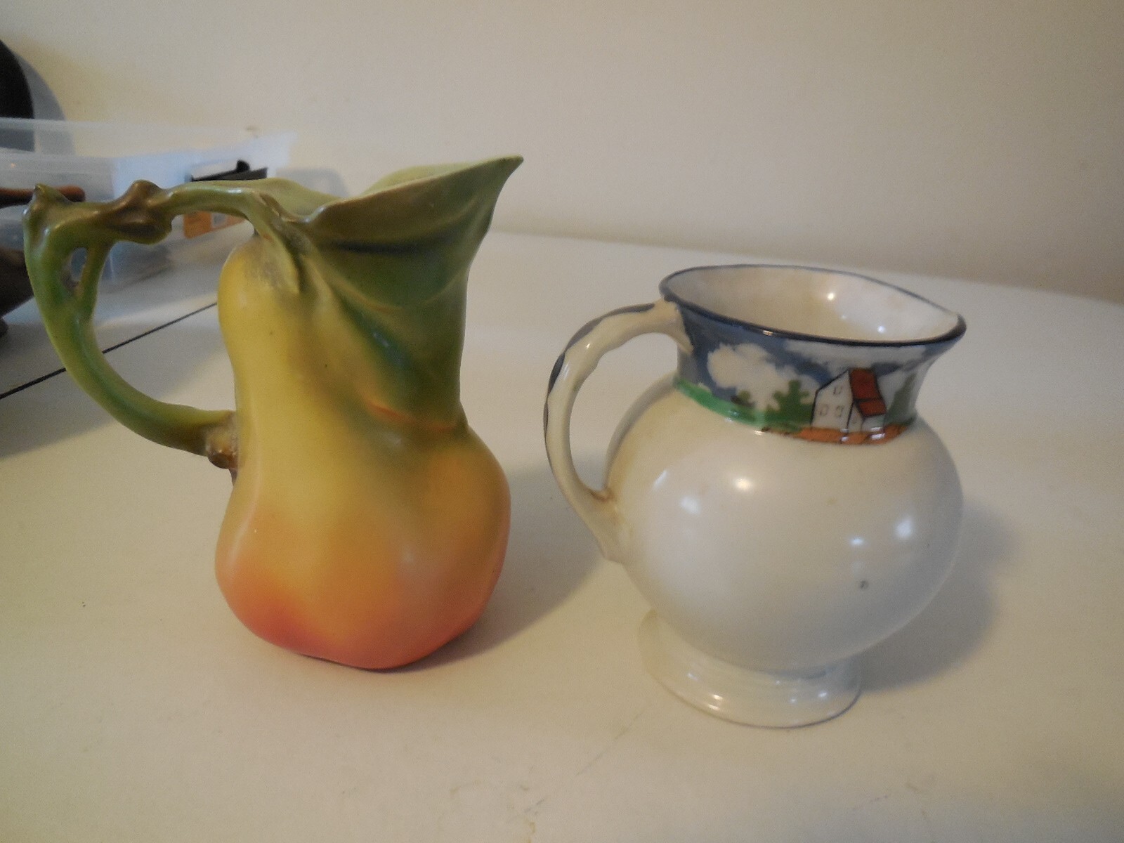 Two Royal Bayreuth Creamers, Pear & Girl W/ Basket, Strange Mark eBay