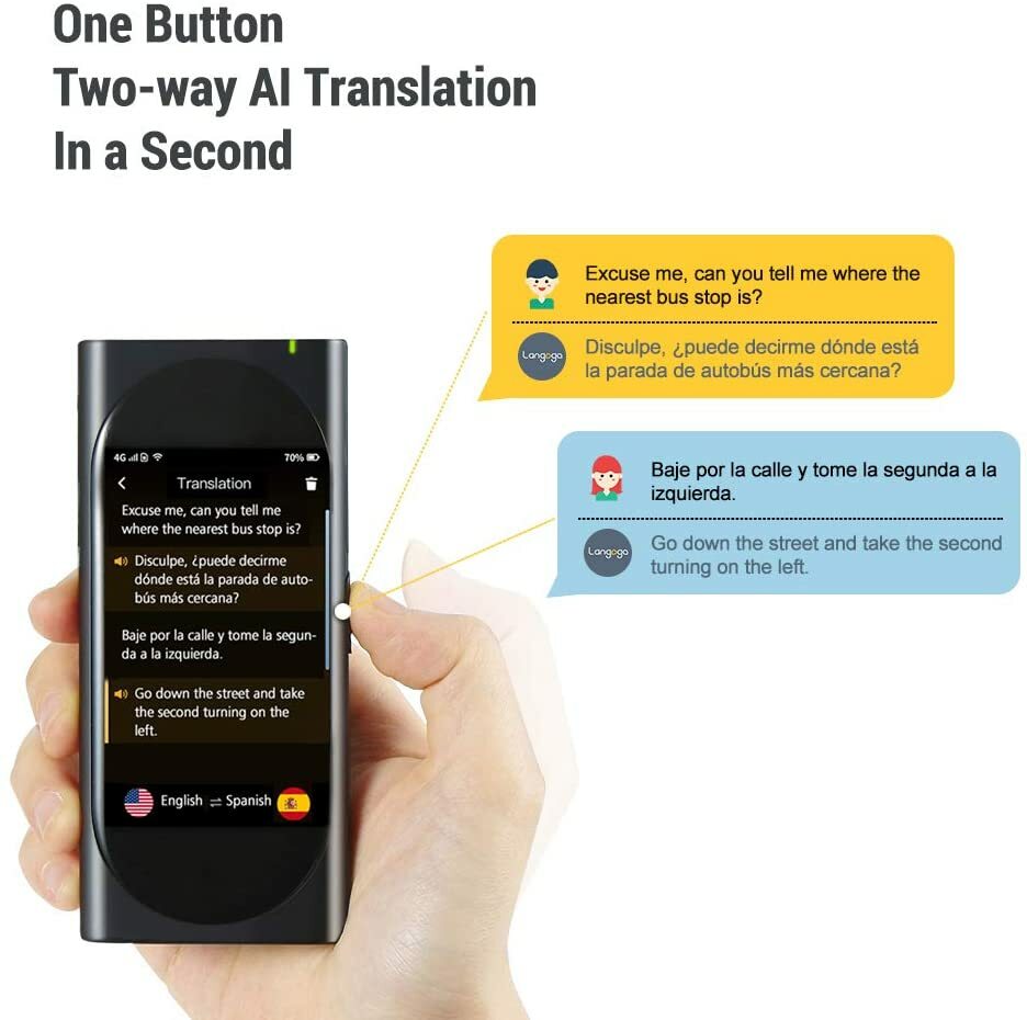 Langogo 2-in-1 AI Translator Device & Voice Recorder Transcriber