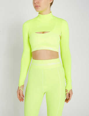 yellow high neck crop top