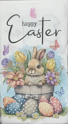 TWO Paper Dinner Decoupage Art Craft Napkins - EASTER Bunny/tulips/floral/eggs