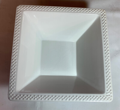Grace Designs Beaded Edge Square White Bowl, 9.75''