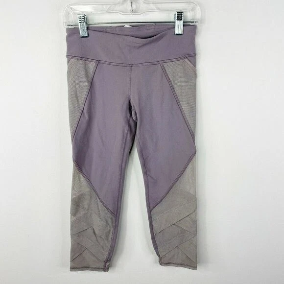 Ivivva x Lululemon Girls Size 10 Fold On Tight Crop Leggings Dusty Dawn Mesh