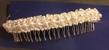 Wilton Hair Comb back Headpiece pearl rhinestone for wedding homecoming dance 5"