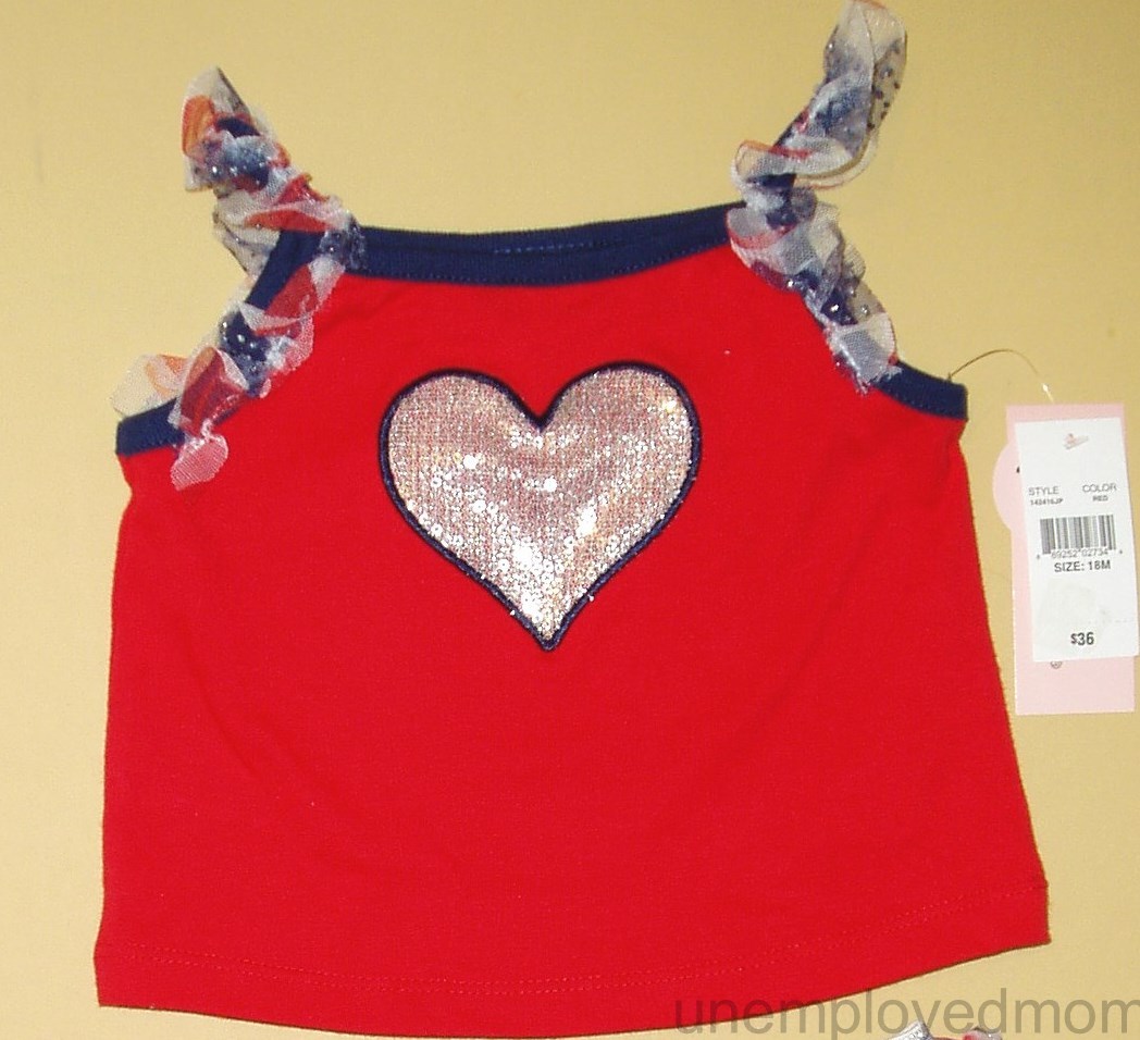 Patriotic Outfit Shirt Skirt July 4th 2 pc Heart Girl Red White Blue  Holiday Day | eBay, image size:1048x956