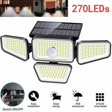 LED Solar Lights Outdoor Waterproof 4 Heads Motion Sensor Security Flood Light