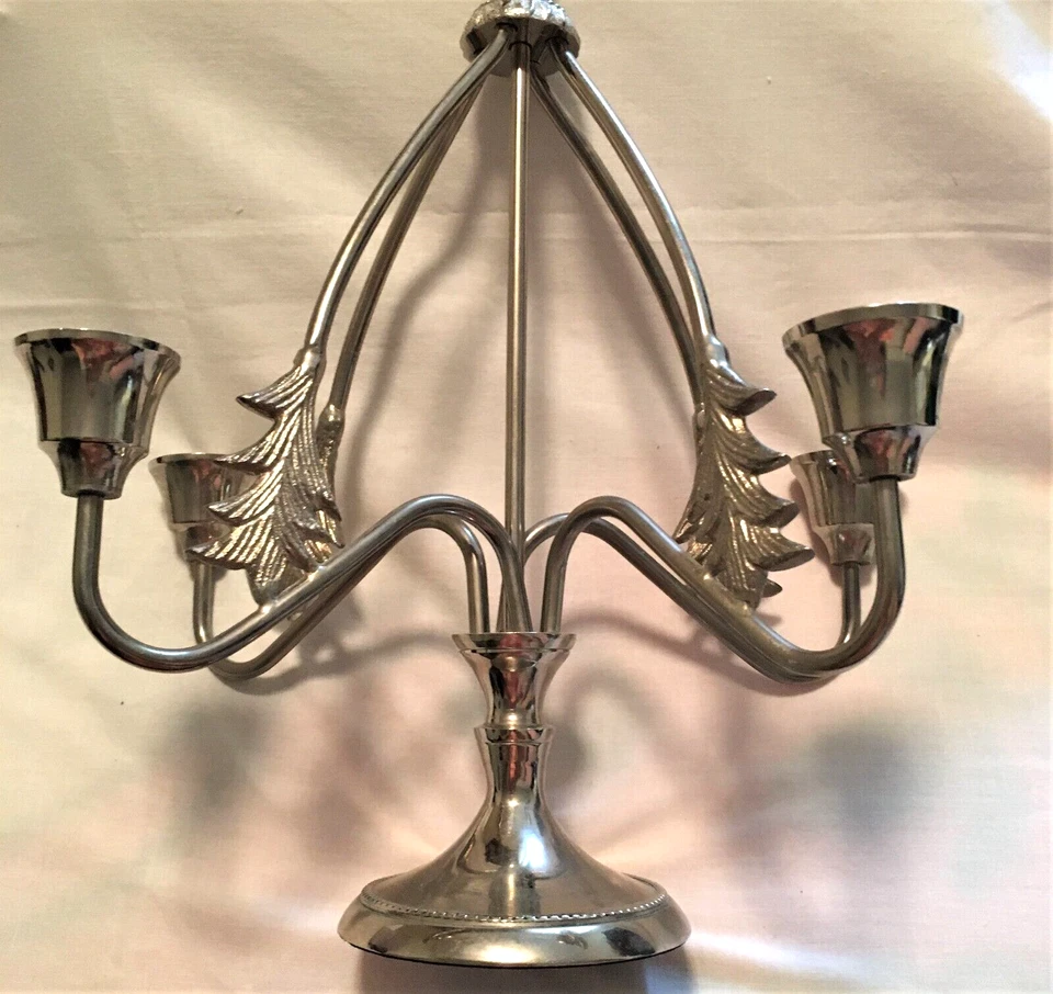 Yankee Candle & Co. 17" Candelabro Tono Plateado 4 Brazos Oscilantes Ciervo Ciervo Buck Usado en Excelente Condición Foto 4 de 4