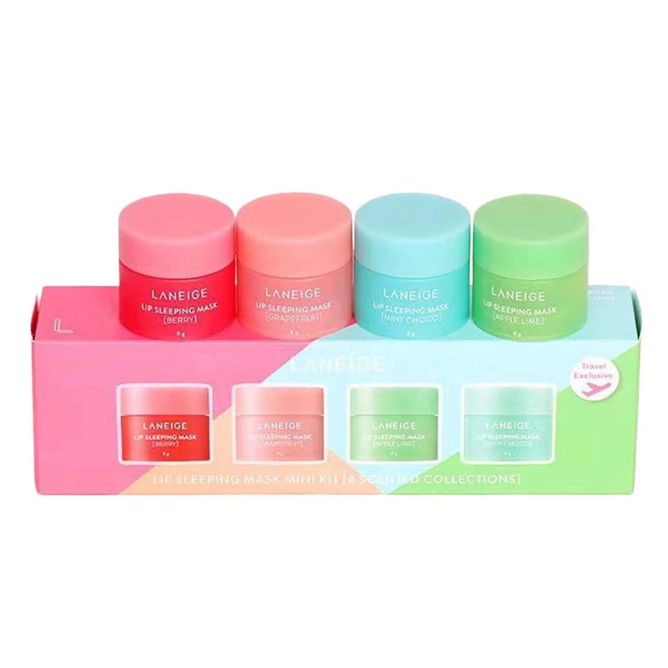 2023 4pcs Laneige Lip Sleeping Mask Mini Set Hydrated Maintenance Lip Balm Mask