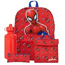 Spiderman 4 Piece Backpack Set | Schoolbag, Lunch Bag, Water Bottle, Pencil Case
